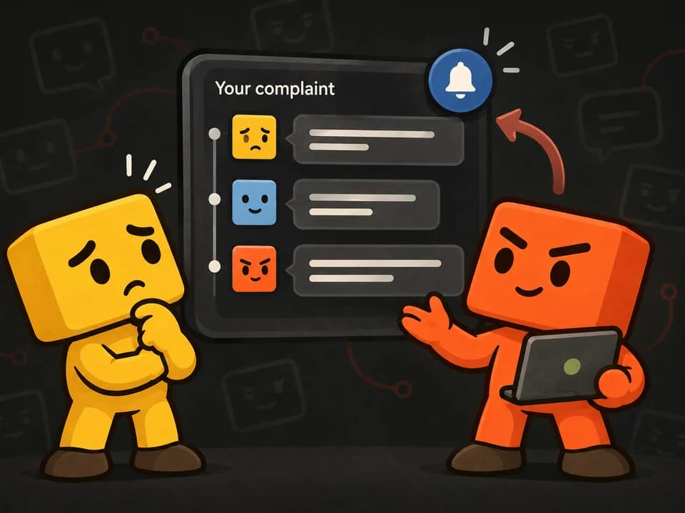 A player and the complaints team working through a conversation